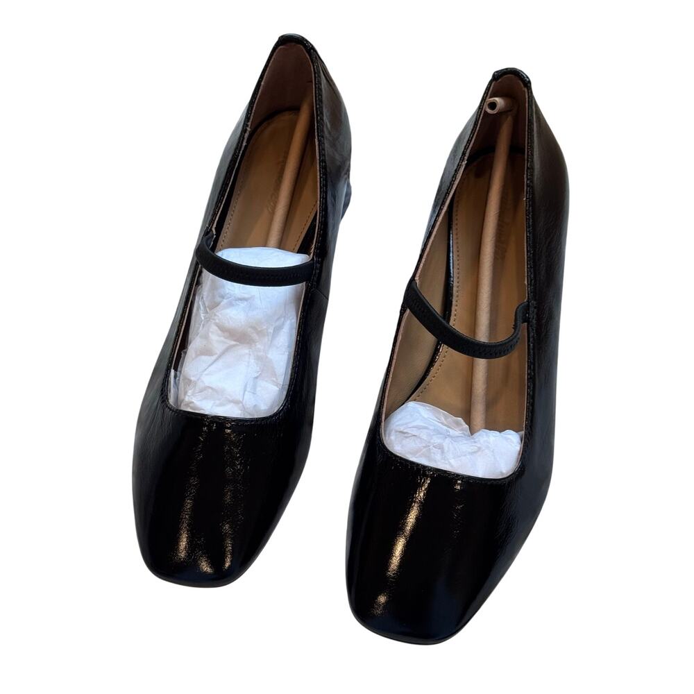 Madewell The Greta Leather Pump Shoes square Toe True Black Size 7.5 NWOT - Picture 4 of 10